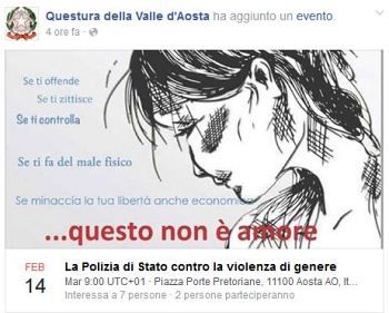 Aosta, la polizia in piazza contro la violenza sulle donne nel giorno di San Valentino