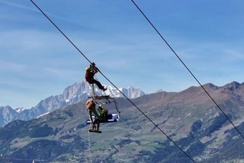 A Pila un'esercitazione di soccorso sugli impianti a fune
