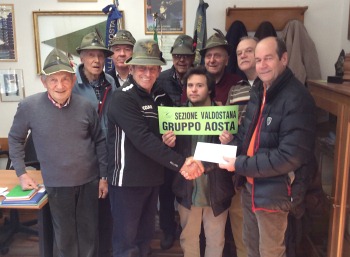 Dagli Alpini di Aosta un aiuto ai ragazzi disabili dell'associazione Girotondo