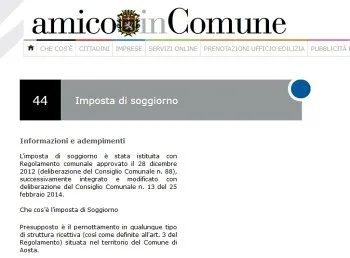 Aosta, la dichiarazione imposta di soggiorno è anche on line