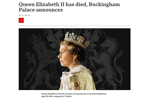 BBC annuncia la morte della regina Elisabetta
