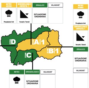 Maltempo in Valle d'Aosta, esteso il livello 1 di criticità idrogeologica