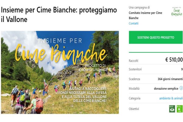 raccolta fondi per Cime Bianche