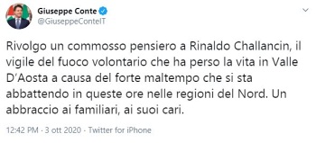 il tweet di Giuseppe Conte