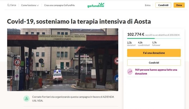 Raccolta fondi per la Terapia Intensiva di Aosta