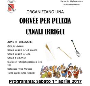 Verrès, corvée per la pulizia dei canali irrigui