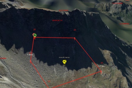 zona di ricerca sulla Becca d'Aran