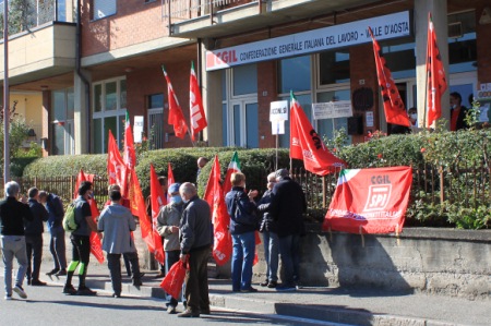 Presidio alla Cgil Valle d'Aosta