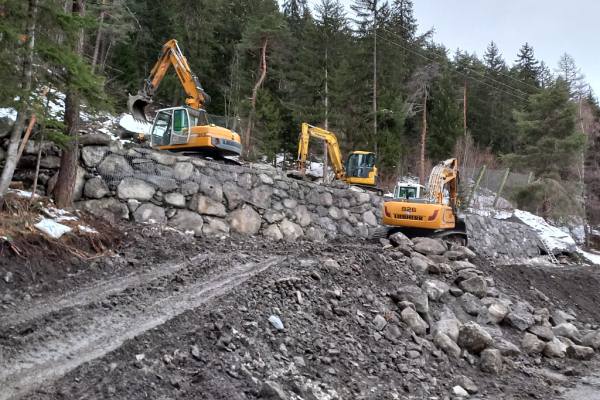 Cantiere del muro paramassi