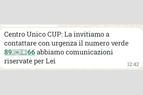 Nuova ondata di SMS truffa del finto Centro Unico CUP