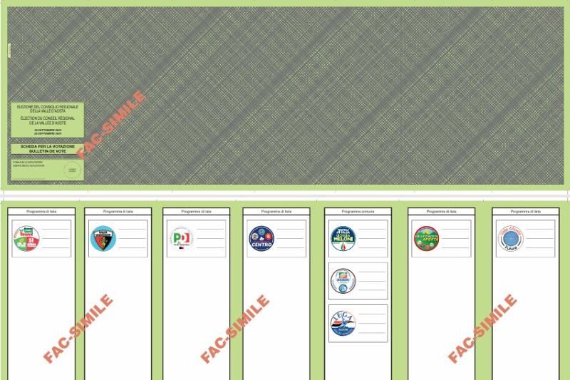Fac simile della scheda elettorale