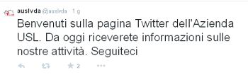 L'Azienda Usl della Valle d'Aosta sbarca su Twitter