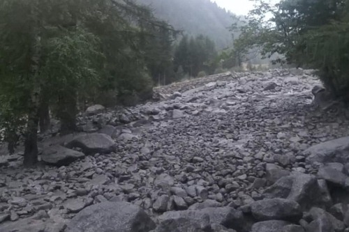 Smottamento in Val Ferret (foto Vigili del fuoco)