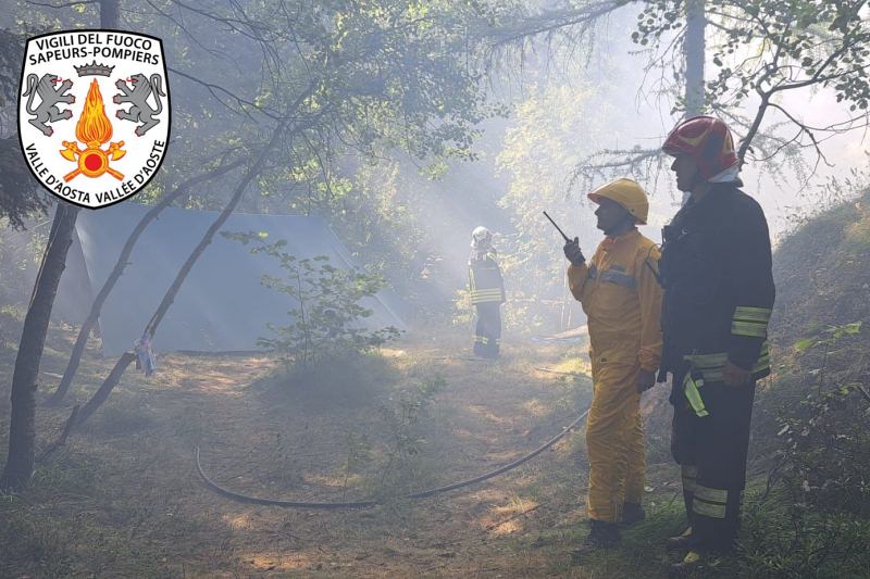 Incendio boschivo a Champorcher