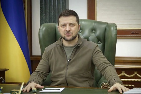 Il presidente dell'Ucraina in videoconferenza