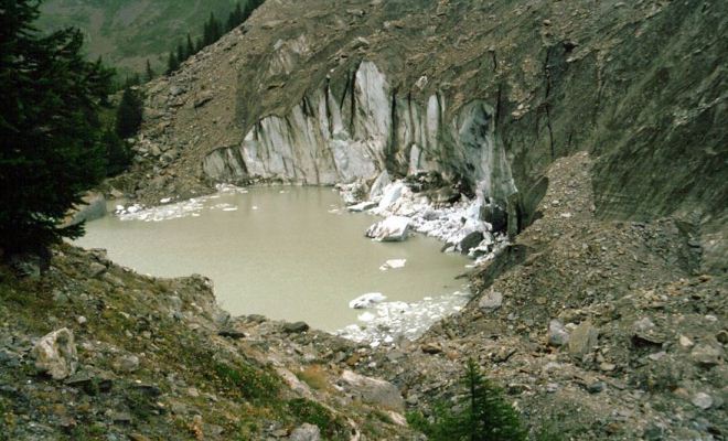 Ghiacciaio del Miage nel 1996 Ghiacciaio del Miage nel 1996