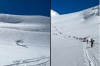 Aereo sfreccia tra gli scialpinisti del Mezzalama